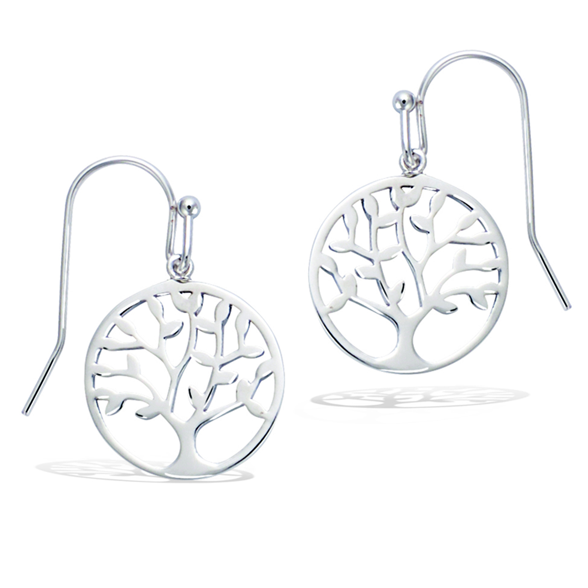 Boucles Argent \'Arbre de Vie\' argenté (rhodié) - 15 mm - [R1528]