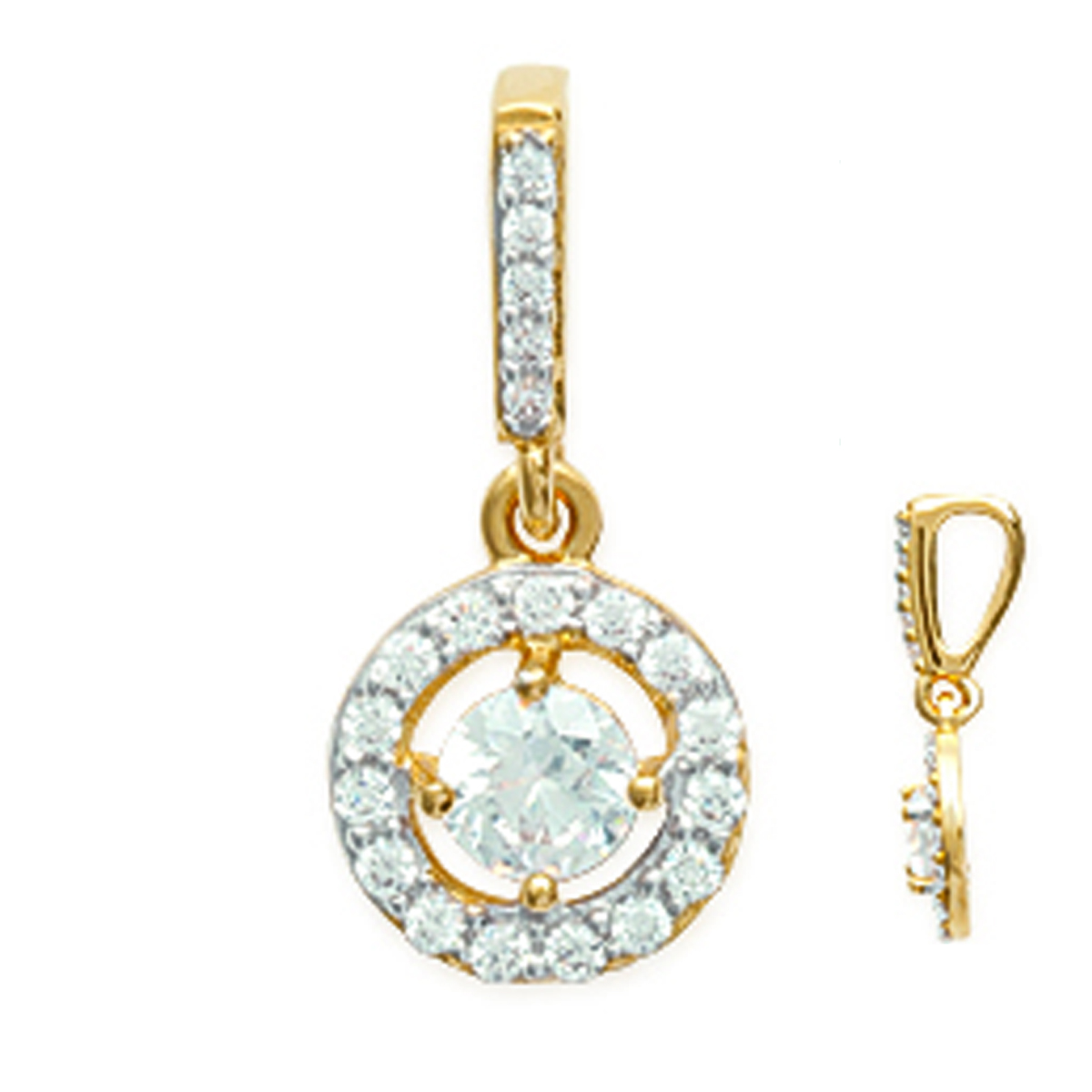 Pendentif plaqué or \'Déesse\' blanc doré - 8 mm - [J9414]