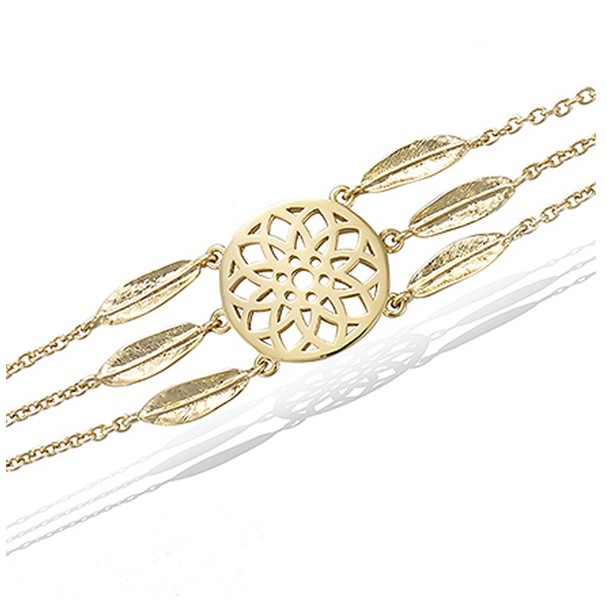 Bracelet Plaqué Or \'Boho\' doré (dreamcatcher) - 35x15 mm - [R1541]