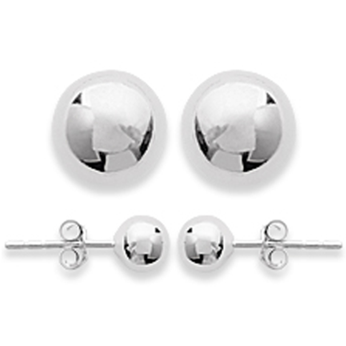 Boucles Argent \'Billes\' argenté - 6 mm - [E7047]