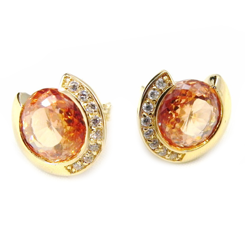Boucles Plaqué Or \'Sissi\' ambre - [G9353]