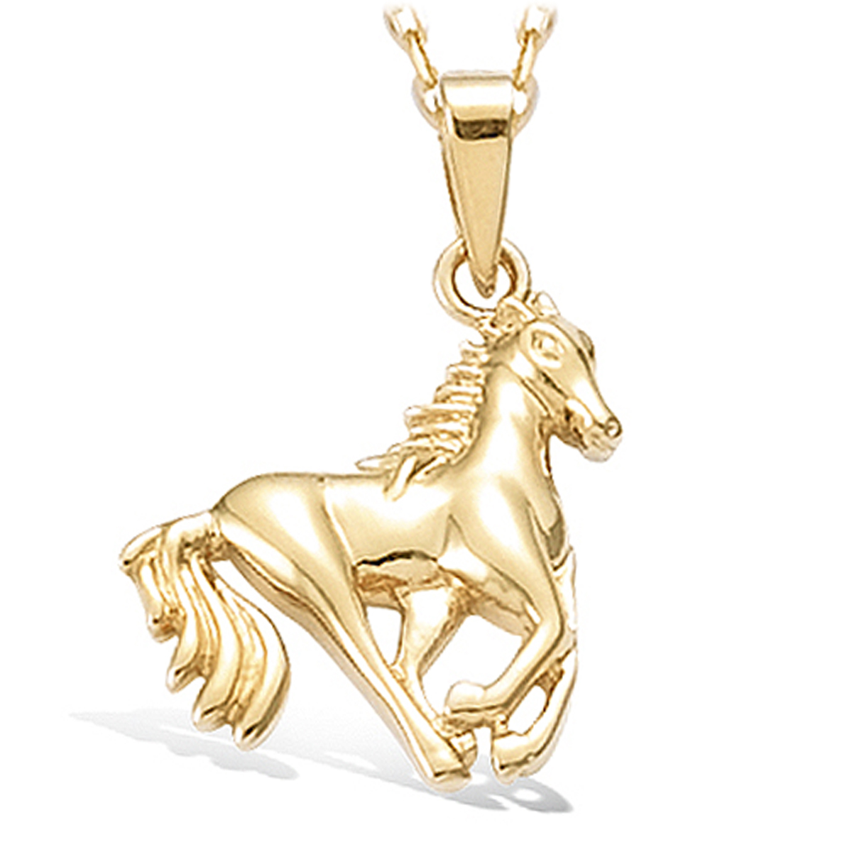 grand pendentif cheval pour homme en plaque or