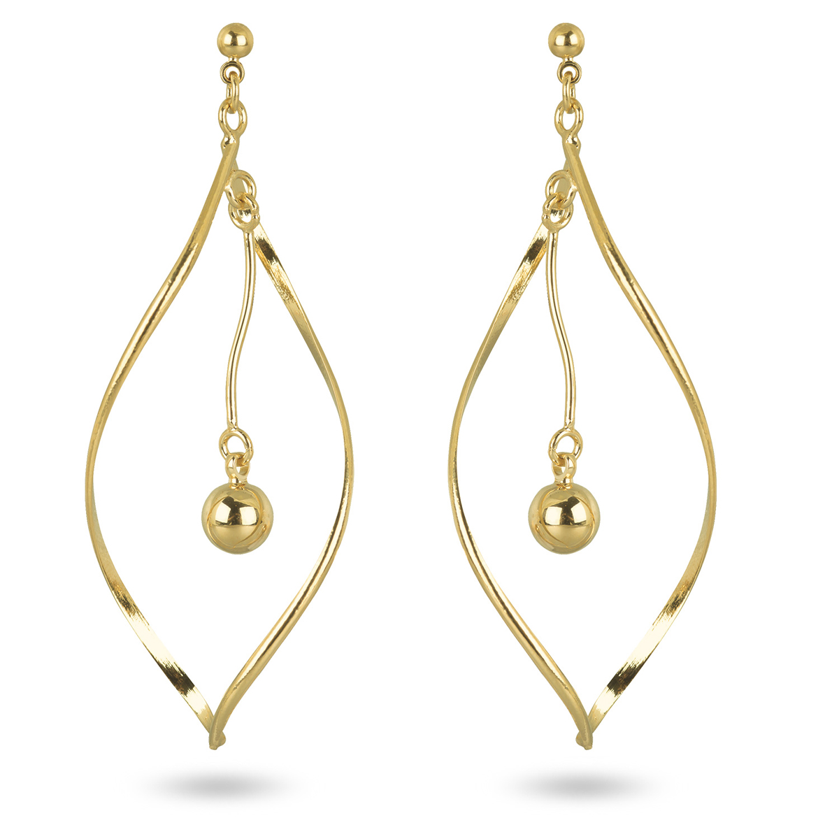 Boucles Plaqué Or \'Chorégraphie\' doré - 50x25 mm - [R2751]