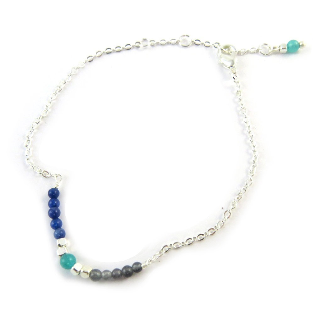 Bracelet Créateur \'Altaï\' bleu argenté - [N9227]