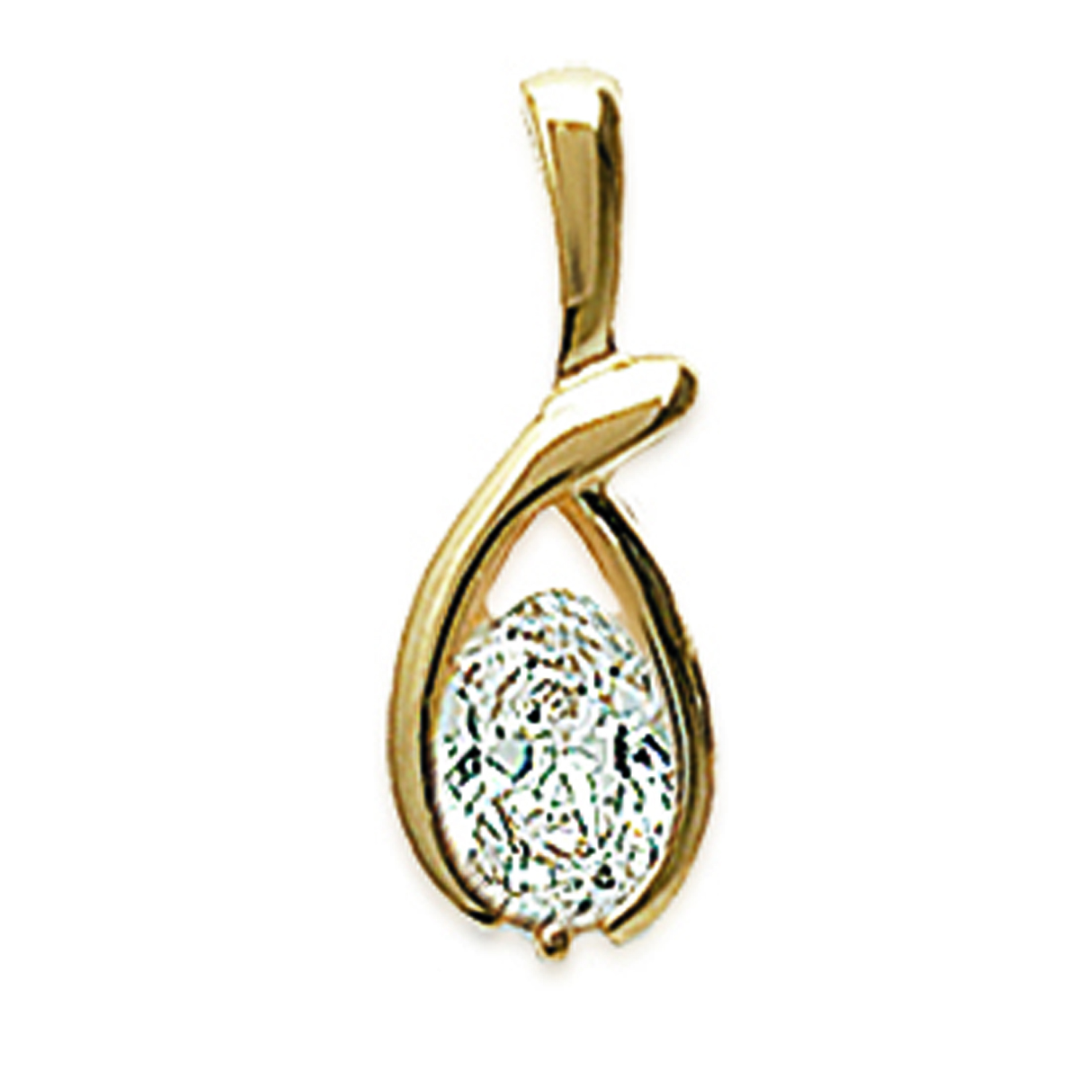 Pendentif Plaqué Or \'Câlin\' Blanc doré - 20x6 mm - [E7583]
