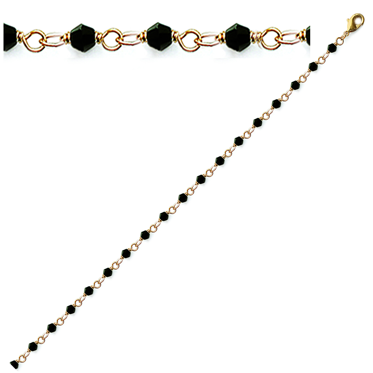Bracelet Plaqué Or \'Clara\' Noir doré - 4 mm - [E7597]