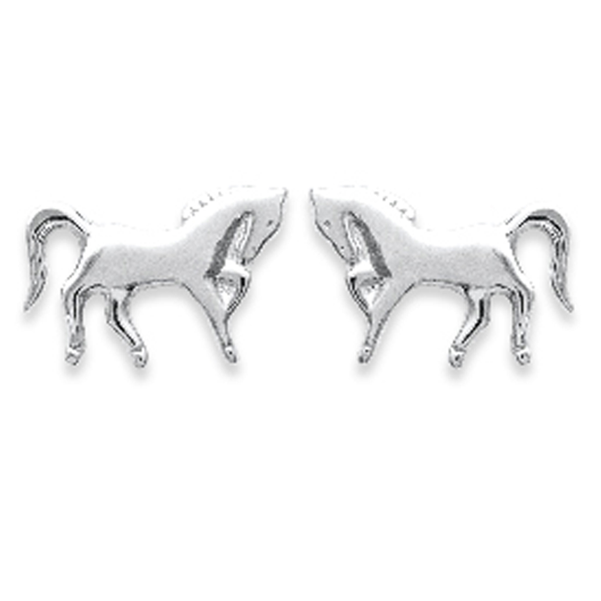 Boucles Argent \'Chevaux\' argenté - 10x7 mm - [M8703]