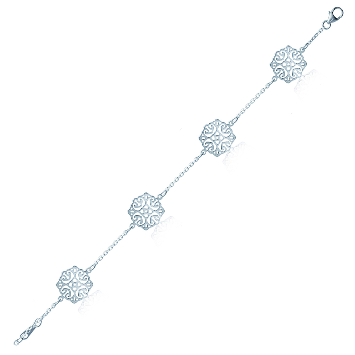 Bracelet Argent \'Carmen\' argenté (rhodié) - 15x15 mm - [M8708]
