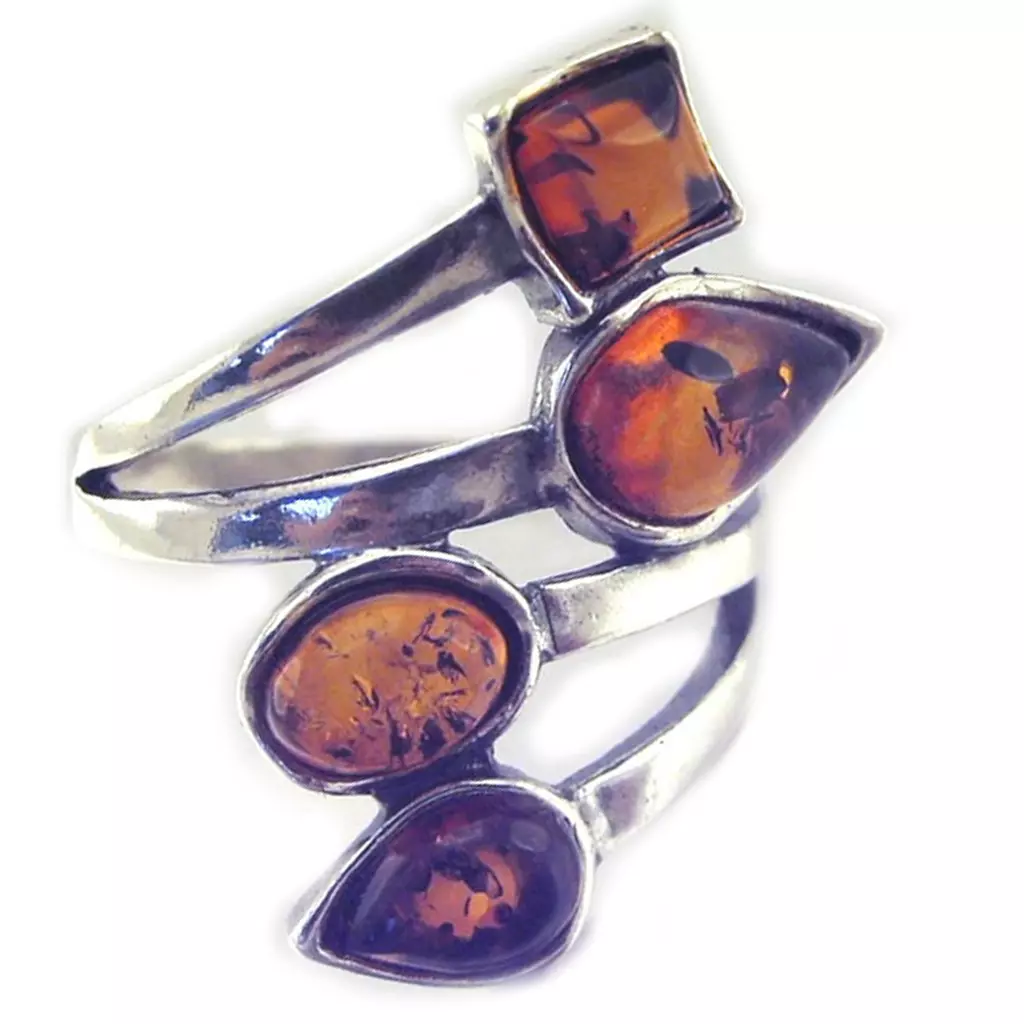 les trésors de lily Bague Argent 'Nova' Ambre [E9022]
