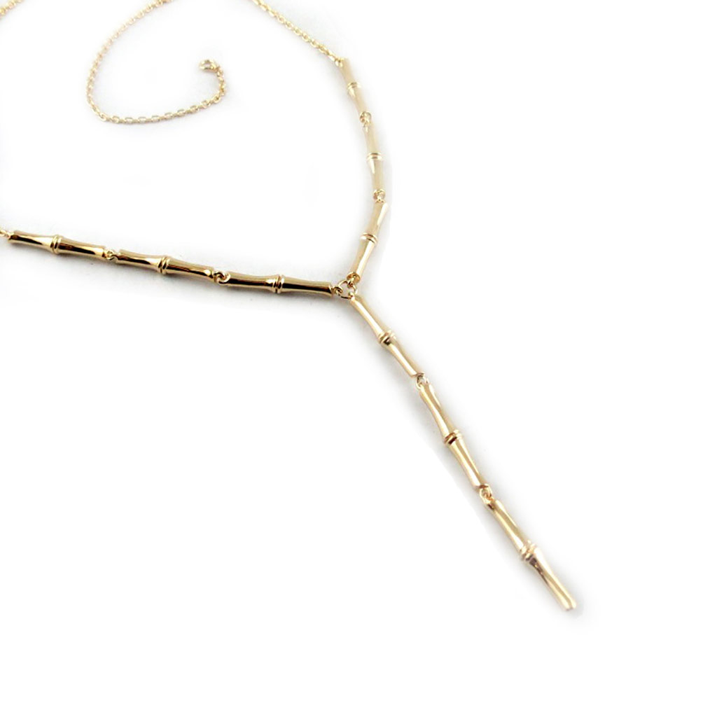 Collier Plaqué-Or \'Bambou\' Doré  - [E9051]