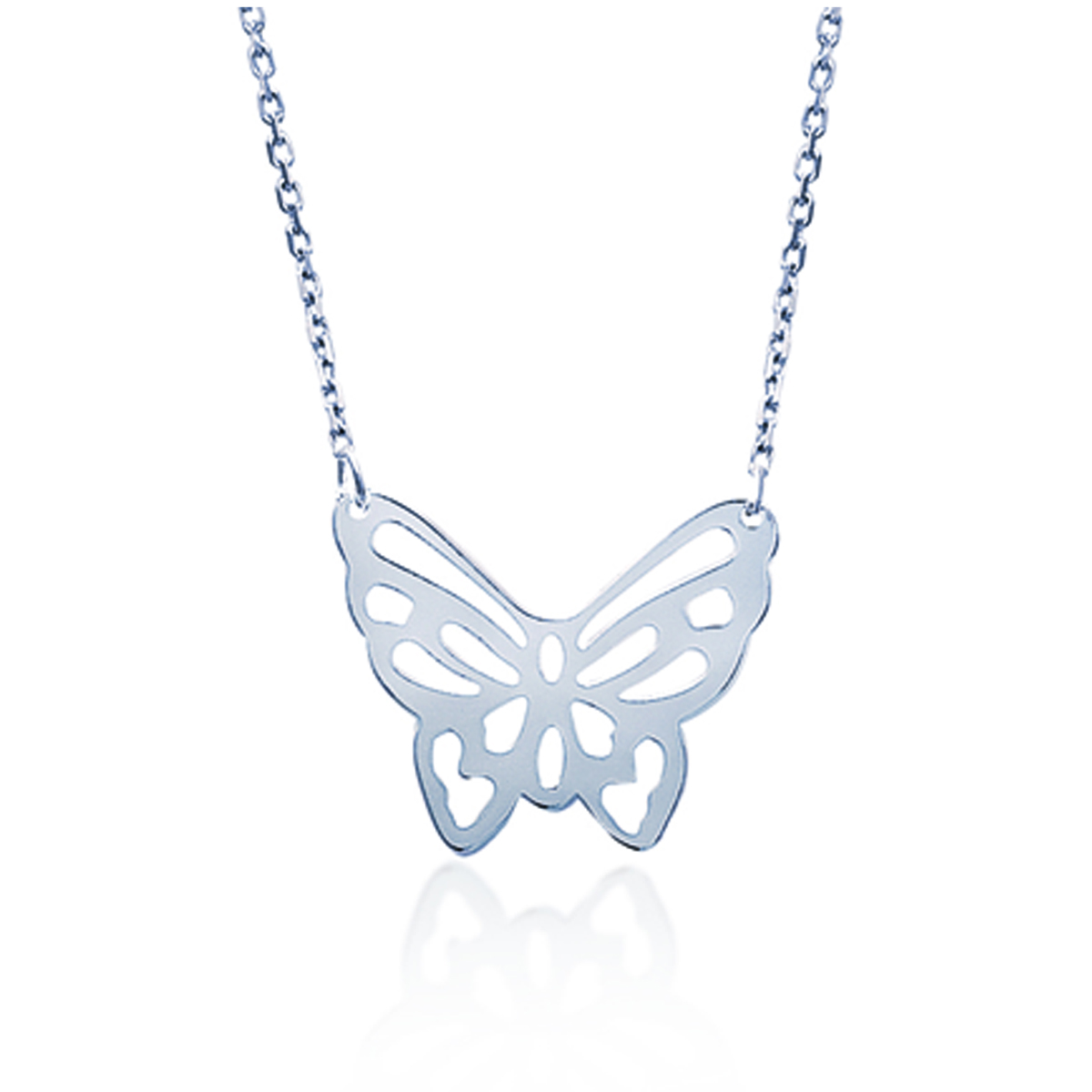 Collier Argent \'Papillon Filigrane\' argenté - 25x20 mm - [E9063]