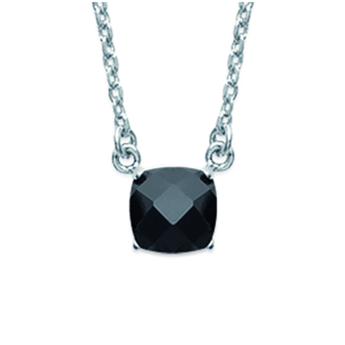 Collier Argent \'Unique\' noir argenté (rhodié) - 6 mm - [K3720]