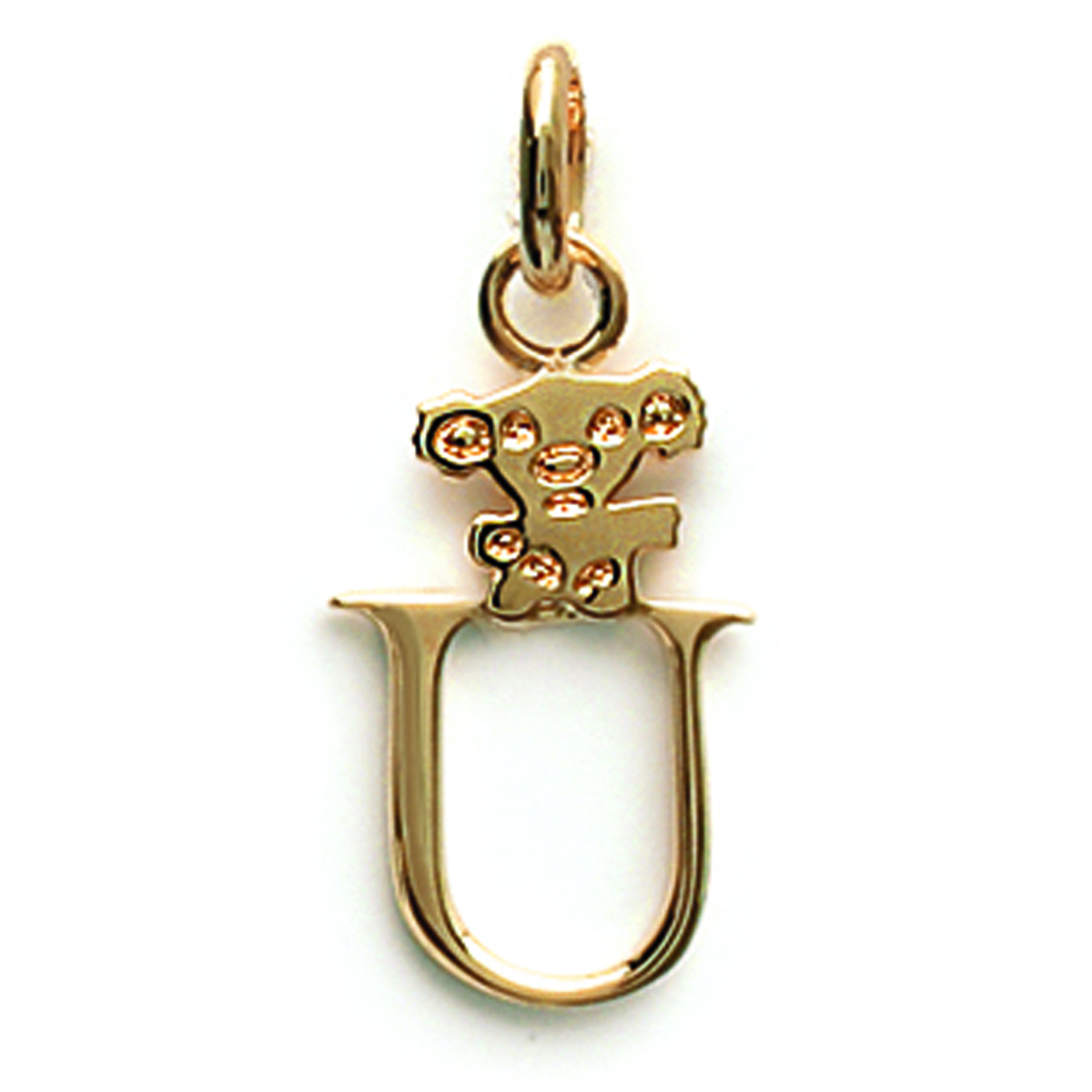 Pendentif Plaqué Or \'Lettre U\' doré - 15x10 mm - [E9137]