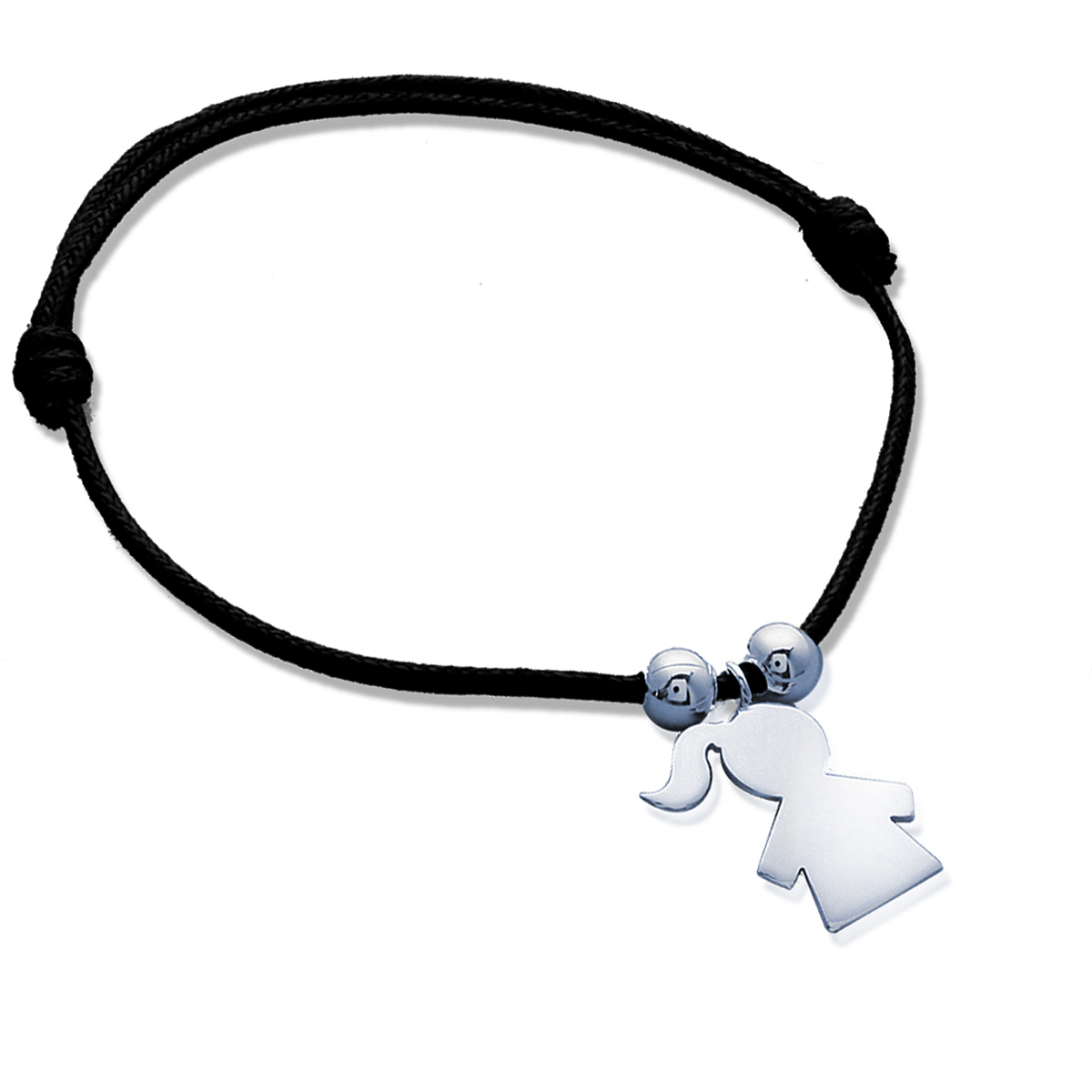 Bracelet Argent \'Fille\' noir argenté - 15x12 mm - [F3940]