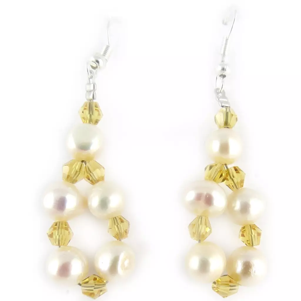 les trésors de lily Boucles 'Beauté Biwa' champagne ivoire [K7282]