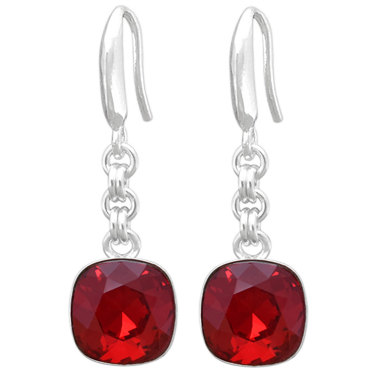 Boucles d\'oreilles argent artisanales \'Sissi\' rouge siam argenté - 20x10 mm - [Q4221]