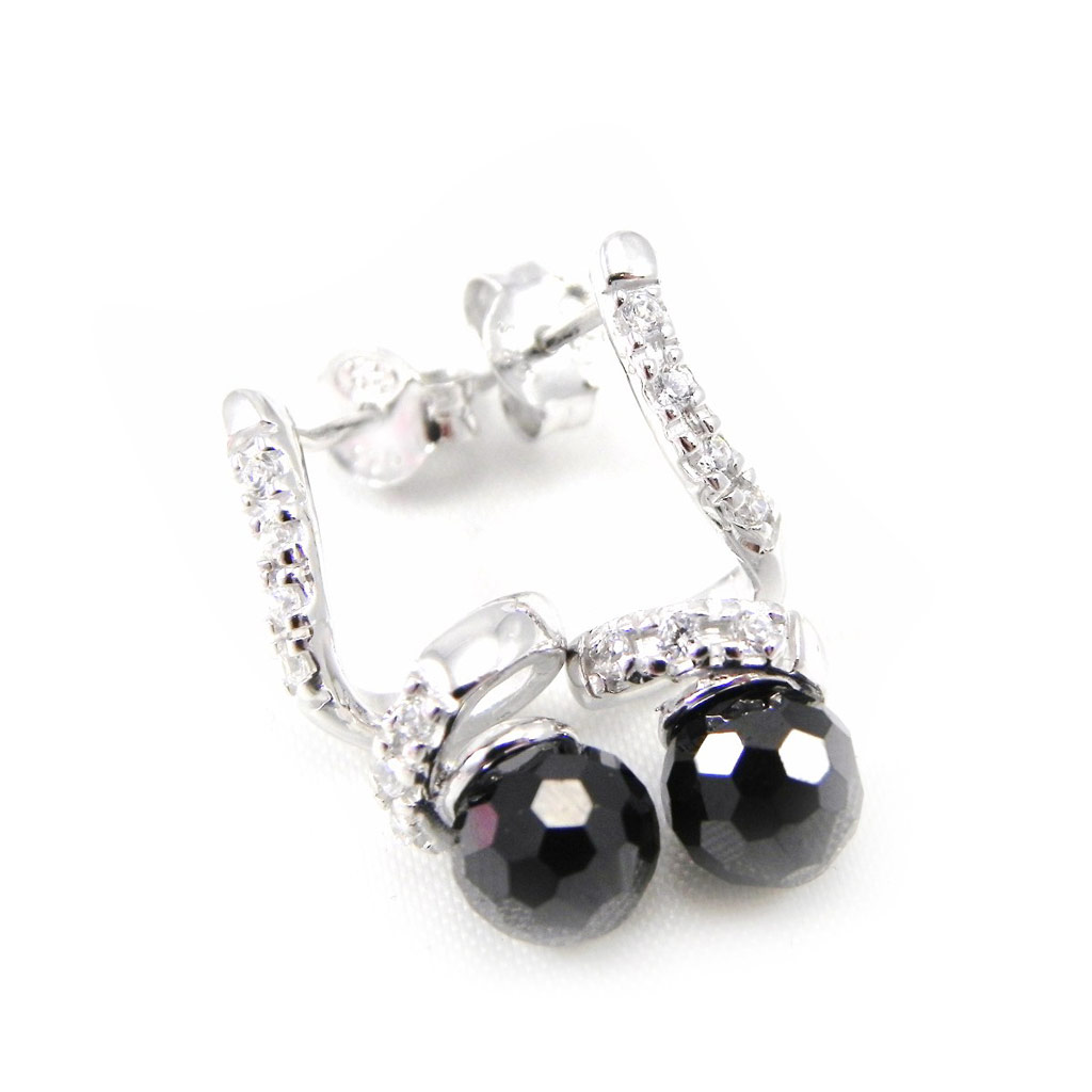 Boucles Argent \'Renaissance\' Noir argenté (rhodié) - 22x8 mm - [G9366]