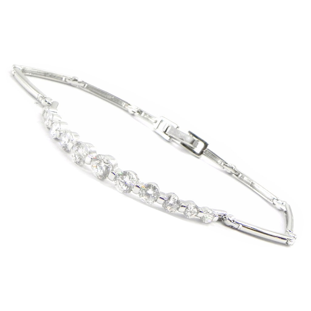 Bracelet Argent \'Déesse\' blanc argenté (rhodié) - largeur 5 mm - [I3937]