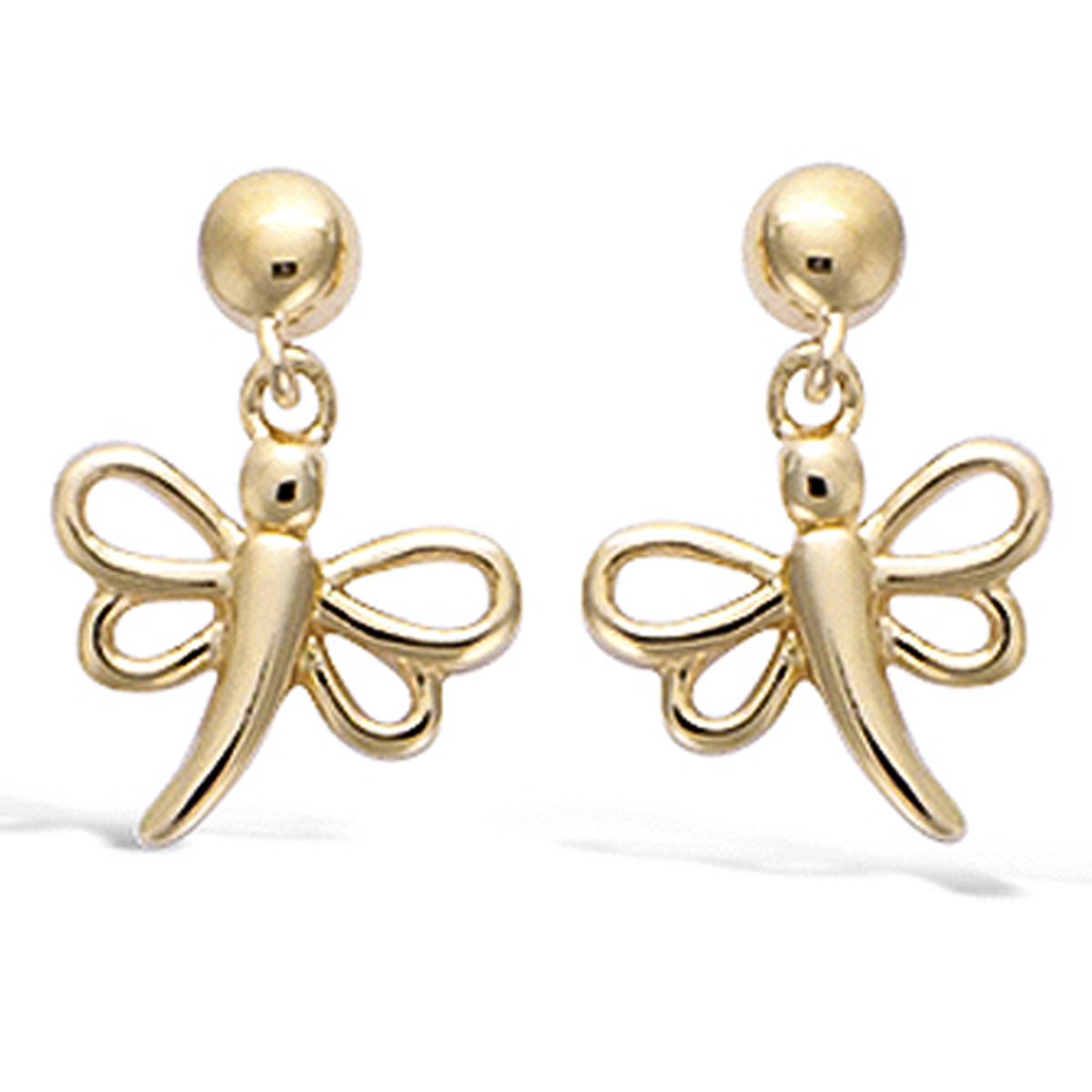 Boucles Plaqué Or \'Libellules\' Doré - 15x10 mm - [N6909]