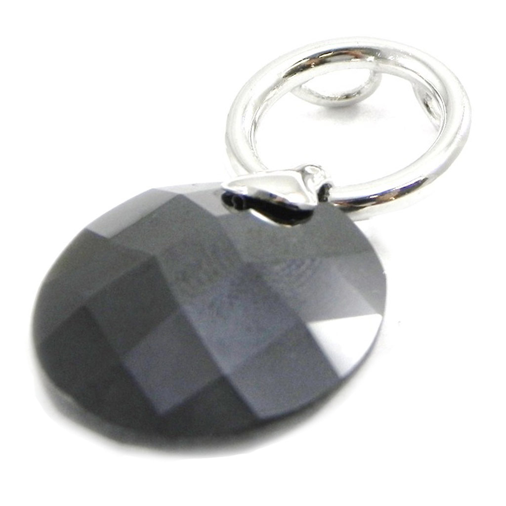 Pendentif Argent \'Linda\' noir  - [I3943]