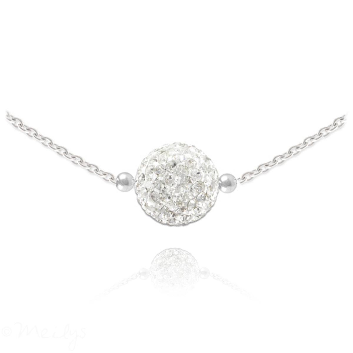 Collier argent artisanal \'Sissi\' blanc argenté - 8 mm - [Q4235]