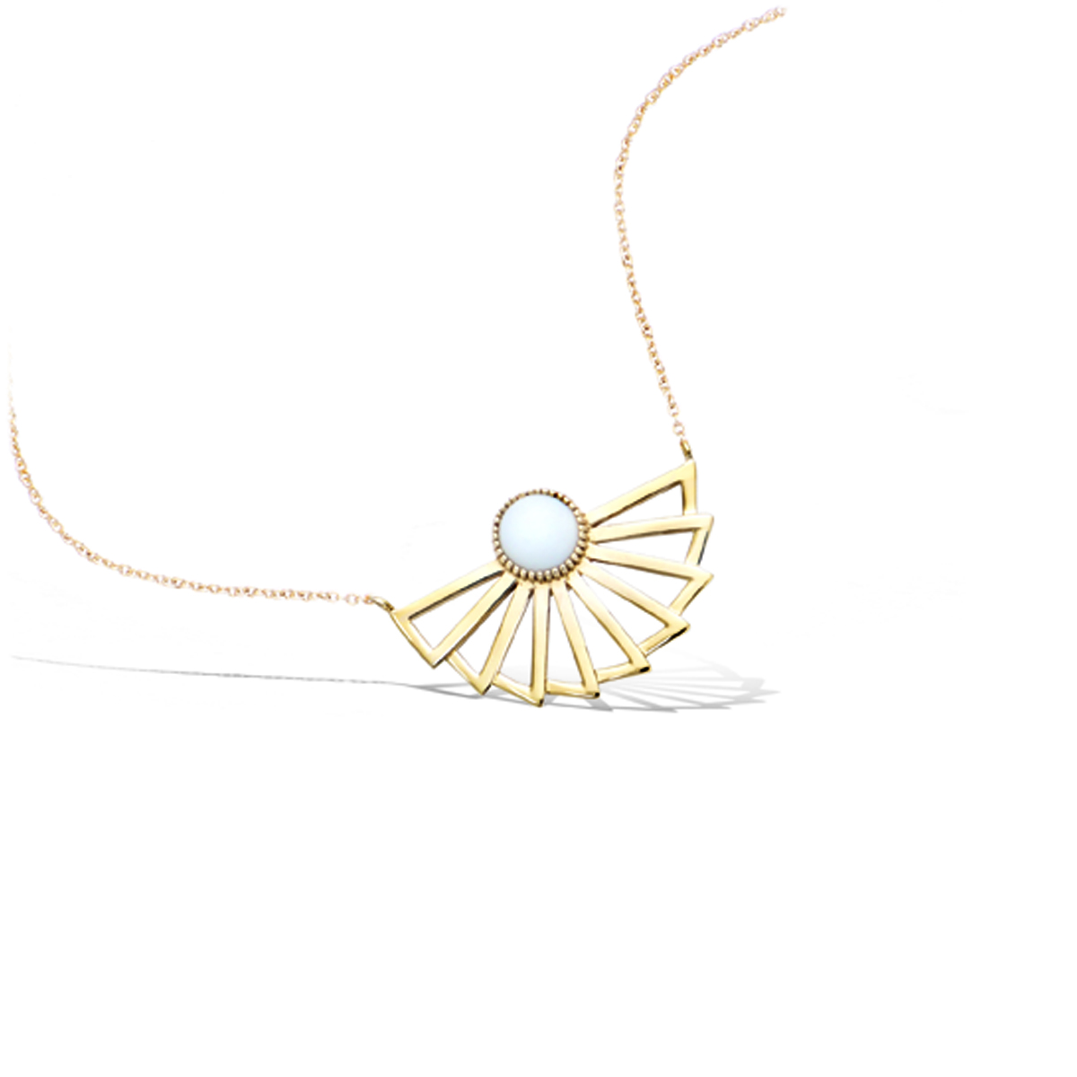 Collier Plaqué-Or \'Cléopatra\' blanc doré - 33x21 mm - [Q7564]