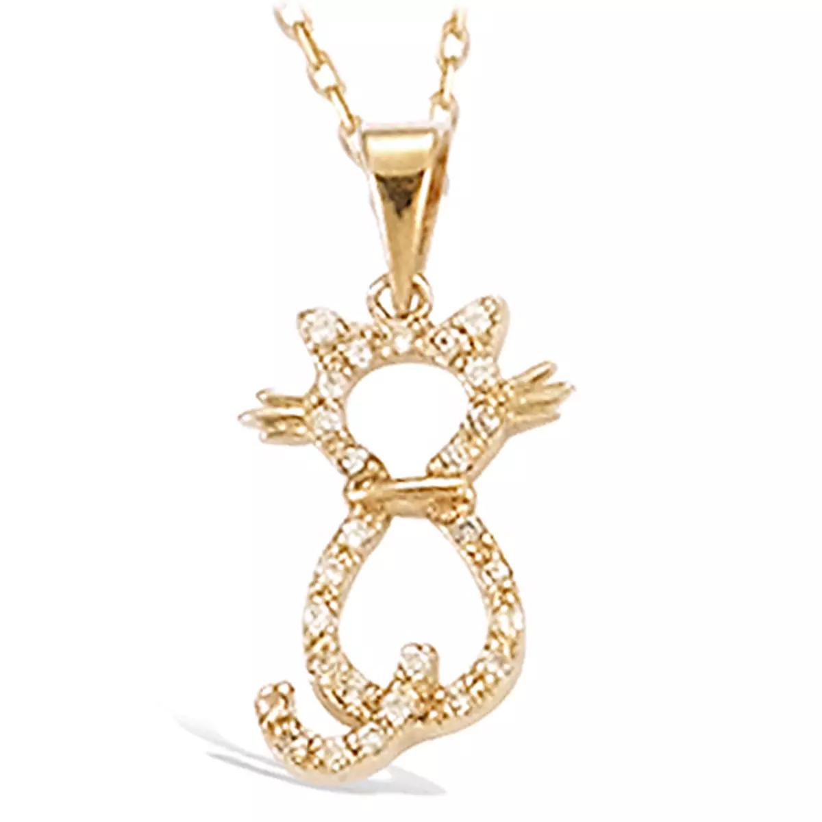 les trésors de lily Pendentif Plaqué Or 'Chat Sublime' blanc doré 18x12 mm [J9541]