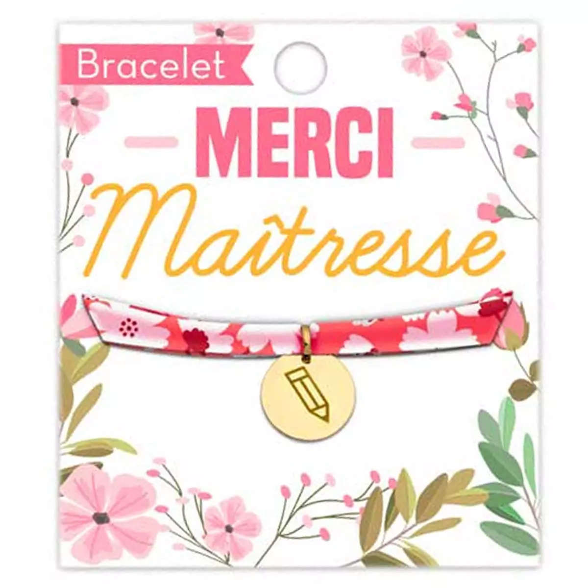 les trésors de lily Bracelet 'Merci Maîtresse' rose doré 16 mm [R1605]