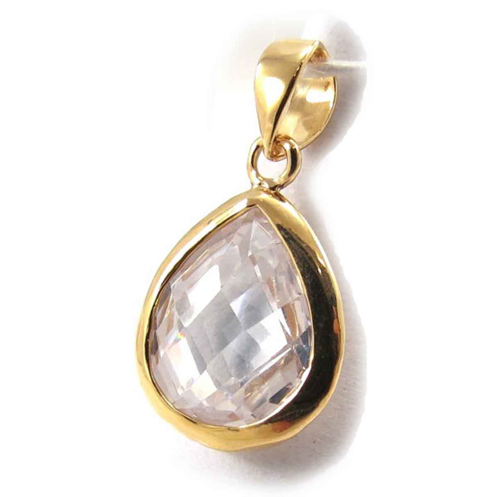 Pendentif Plaqué Or \'Linda\' Blanc - [E9185]
