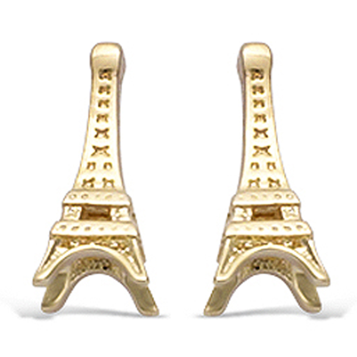 Boucles plaqué or \'Tour Eiffel\' doré - 13x5 mm - [N6910]