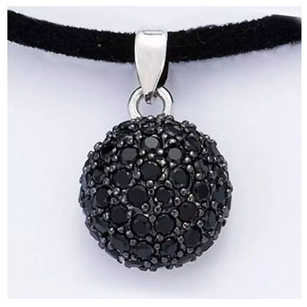 les trésors de lily Pendentif Argent 'Joyaux' noir argenté (rhodié) 14 mm [J9552]
