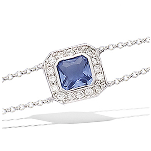 Bracelet Argent \'Celestina\' bleu tanzanite argenté (rhodié) - 10 mm - [J3556]