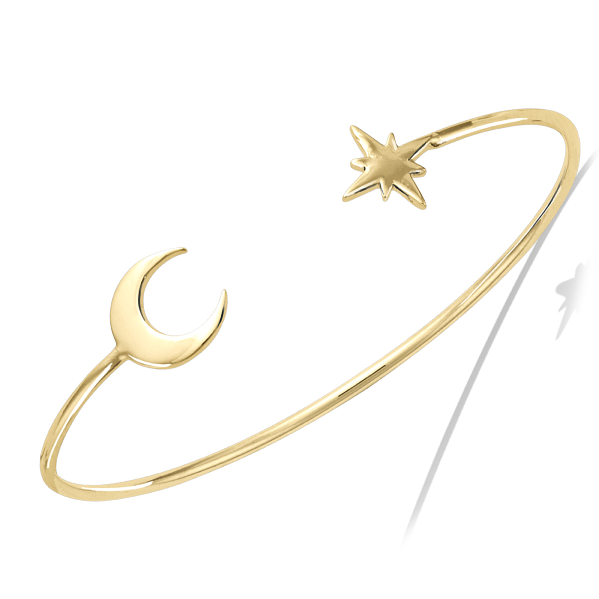 Bracelet Plaqué Or \'Cléopatra\' doré (lune, étoile) - 60 mm, 10 mm - [Q7571]