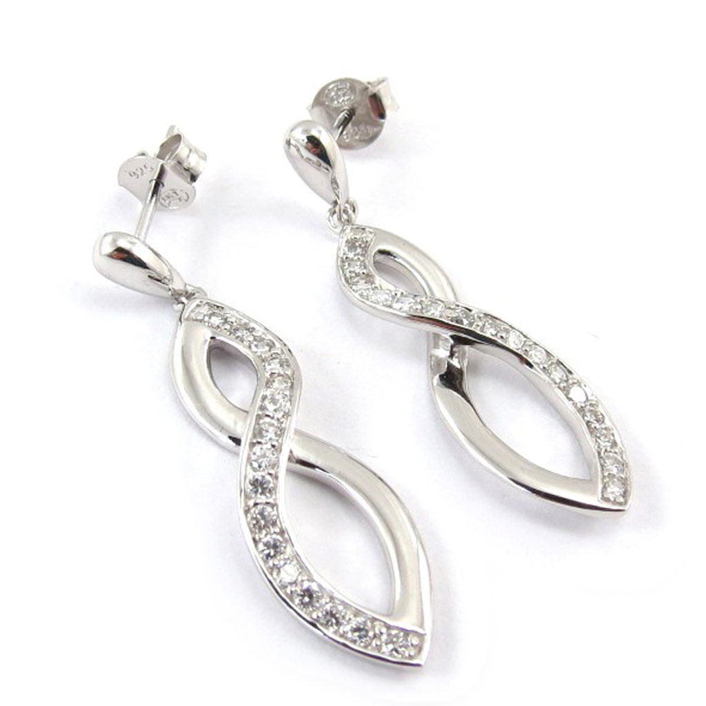 Boucles Argent \'Déesse\' Blanc - [J9553]