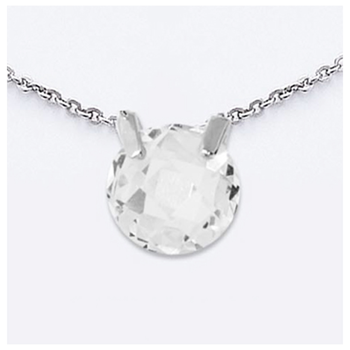 Collier Argent \'Linda\' blanc argenté (rhodié) - 10 mm - [J9558]