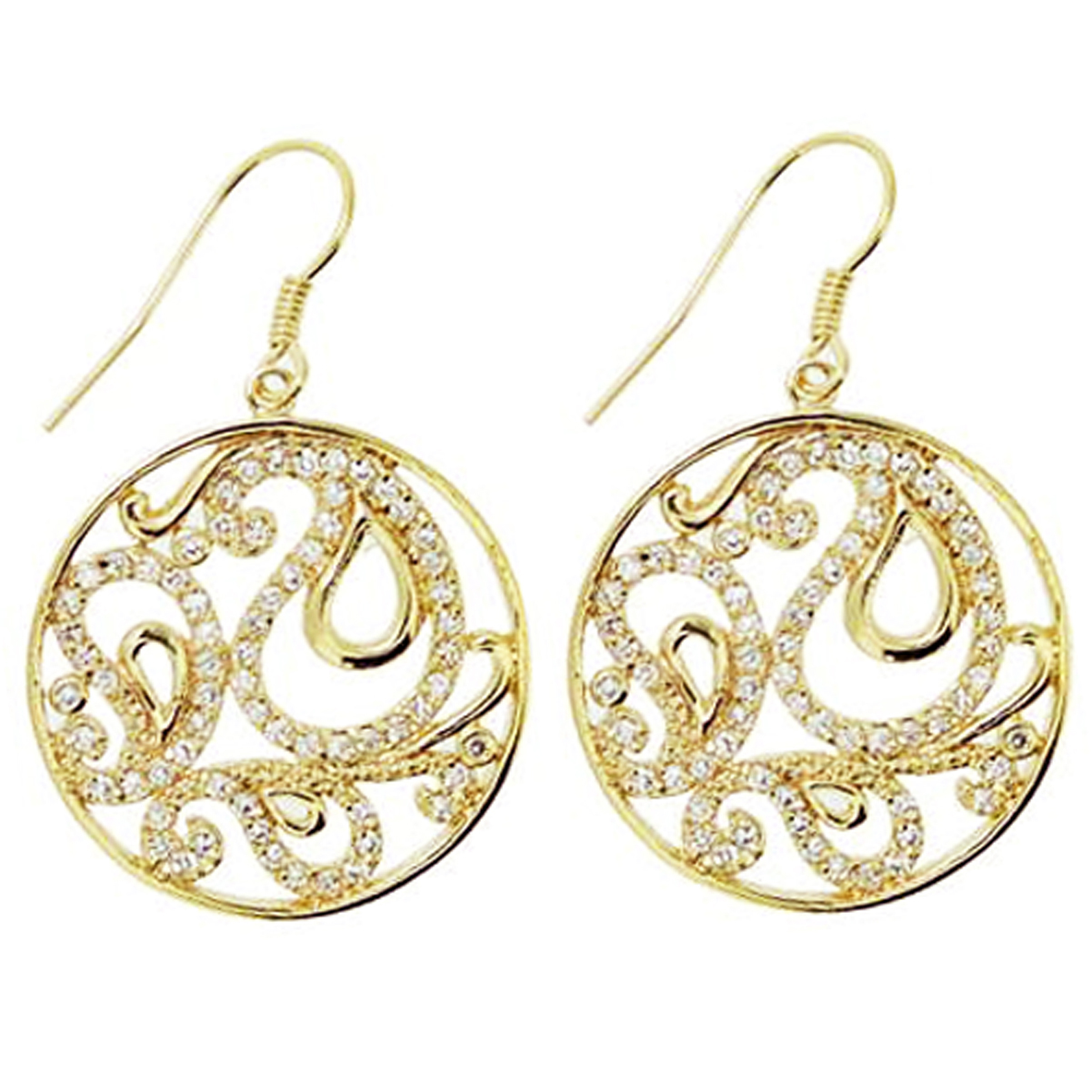 Boucles Plaqué Or \'Déesse\' blanc doré - 26 mm - [K7350]