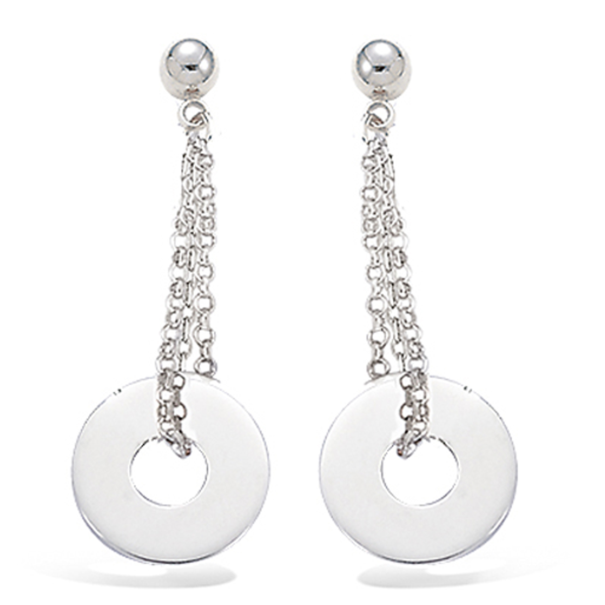 Boucles Argent \'Chorégraphie\' argenté (rhodié) - 35x12 mm - [I3979]