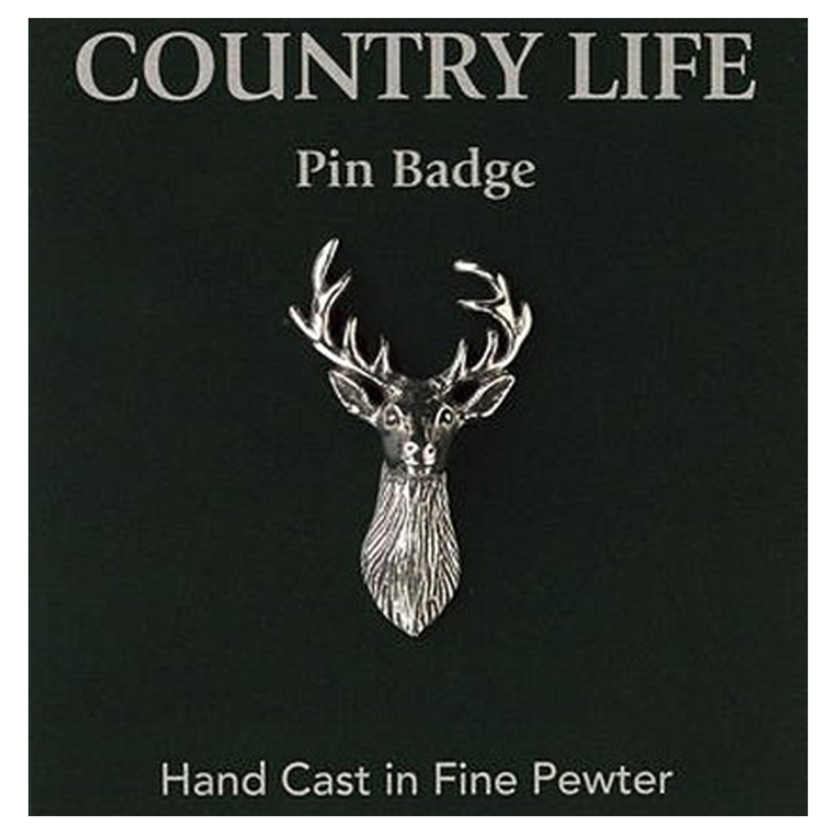 Broche pin\'s épinglette étain \'Country Life\' argenté vieilli (cerf) - 30x20 mm - [R2820]