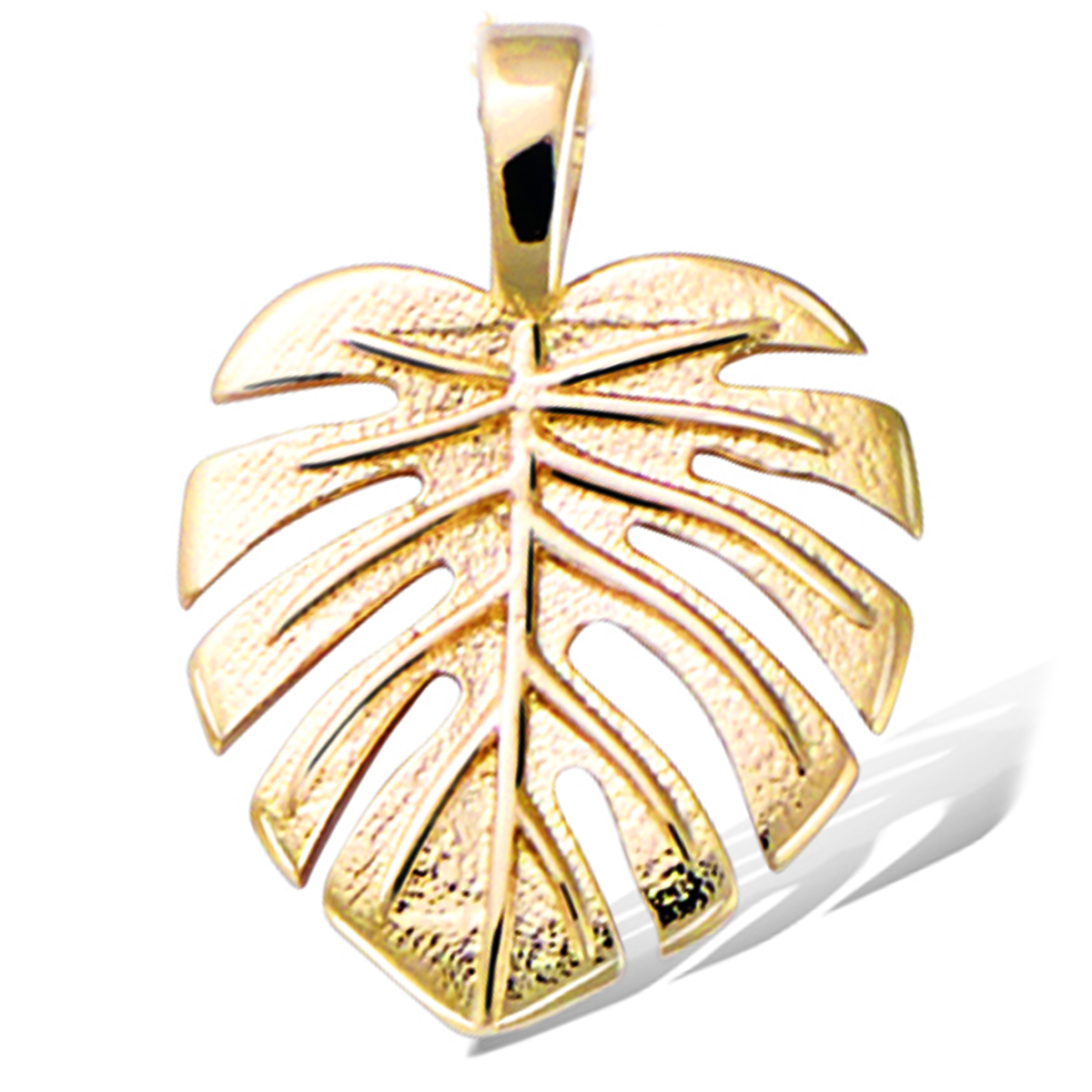 Pendentif Plaqué Or \'Jungle\' doré (monstera) - 17x17 mm - [Q7603]