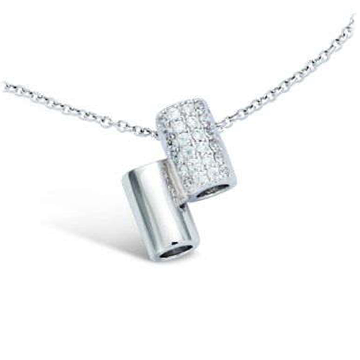 Collier Argent \'Sissi\' blanc argenté (rhodié) - 15x10 mm - [L7403]