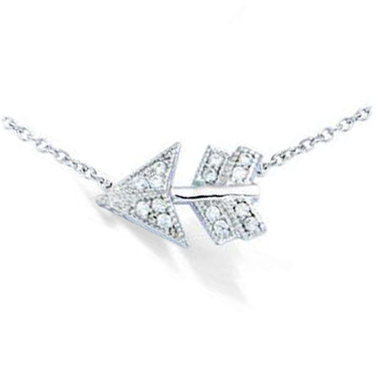 Collier Argent \'Flèche de Cupidon\' blanc argenté (rhodié) - 13x8 mm - [L7404]