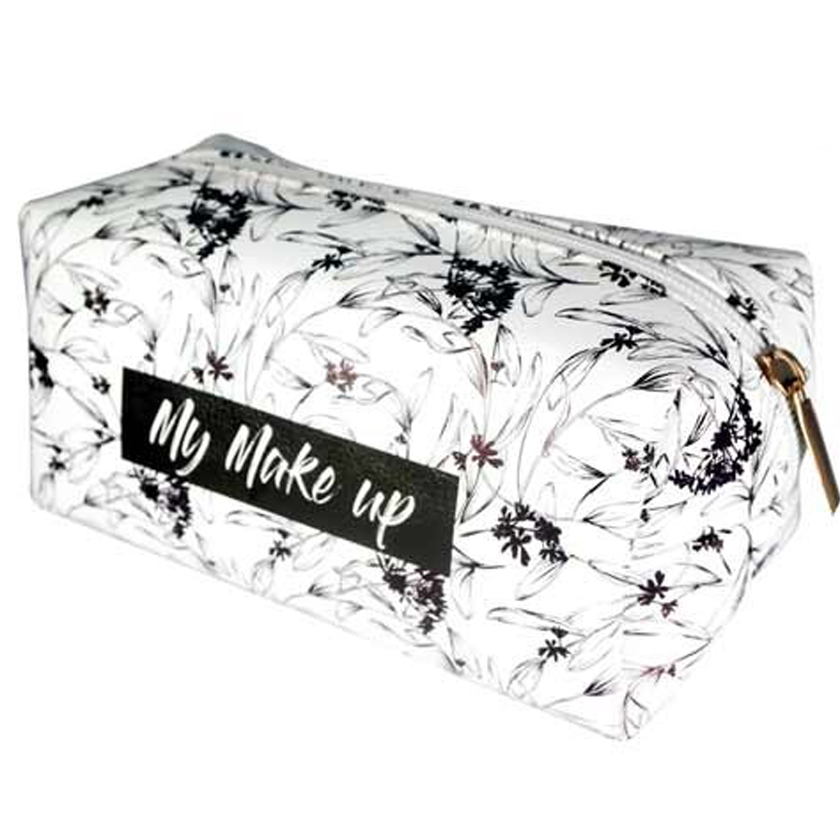 Trousse à maquillage \'Flowers Messages\' blanc noir (My Make up) - 165x9x8 cm - [P9677]