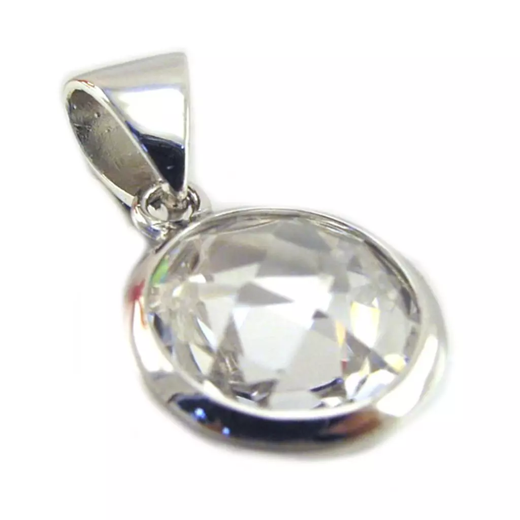 les trésors de lily Pendentif Argent 'Linda' Blanc argenté (rhodié) 14 mm [E9197]
