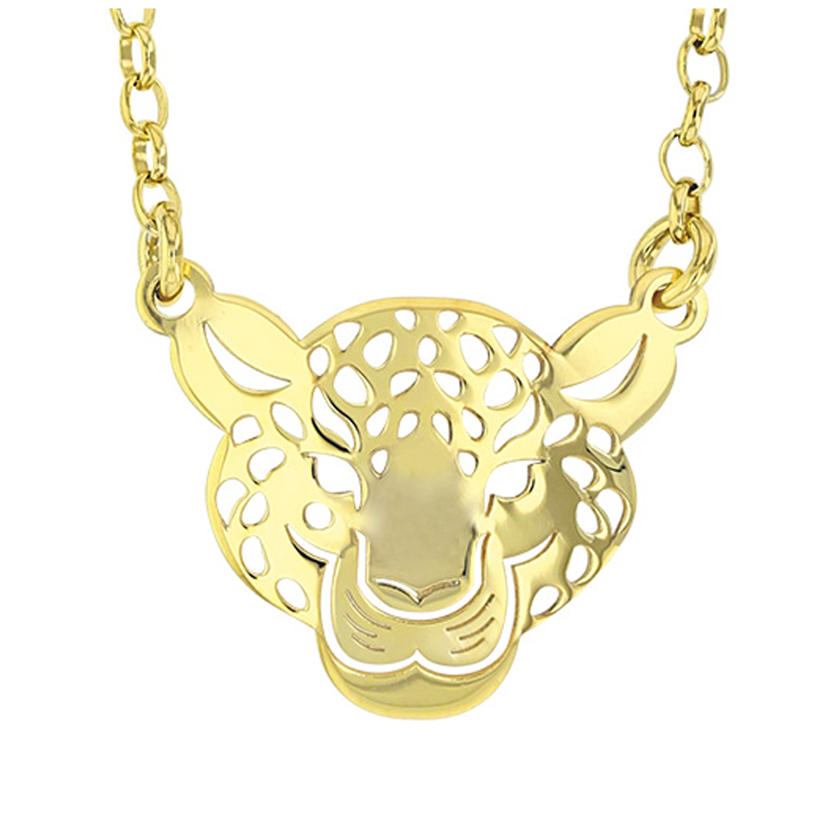 Collier Argent artisanal \'Jungle\' doré - 20x18 mm (panthère) - [R2844]
