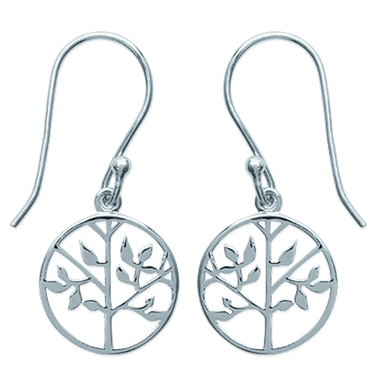 Boucles Argent \'Arbre de Vie\' argenté (rhodié) - 13 mm - [K3795]