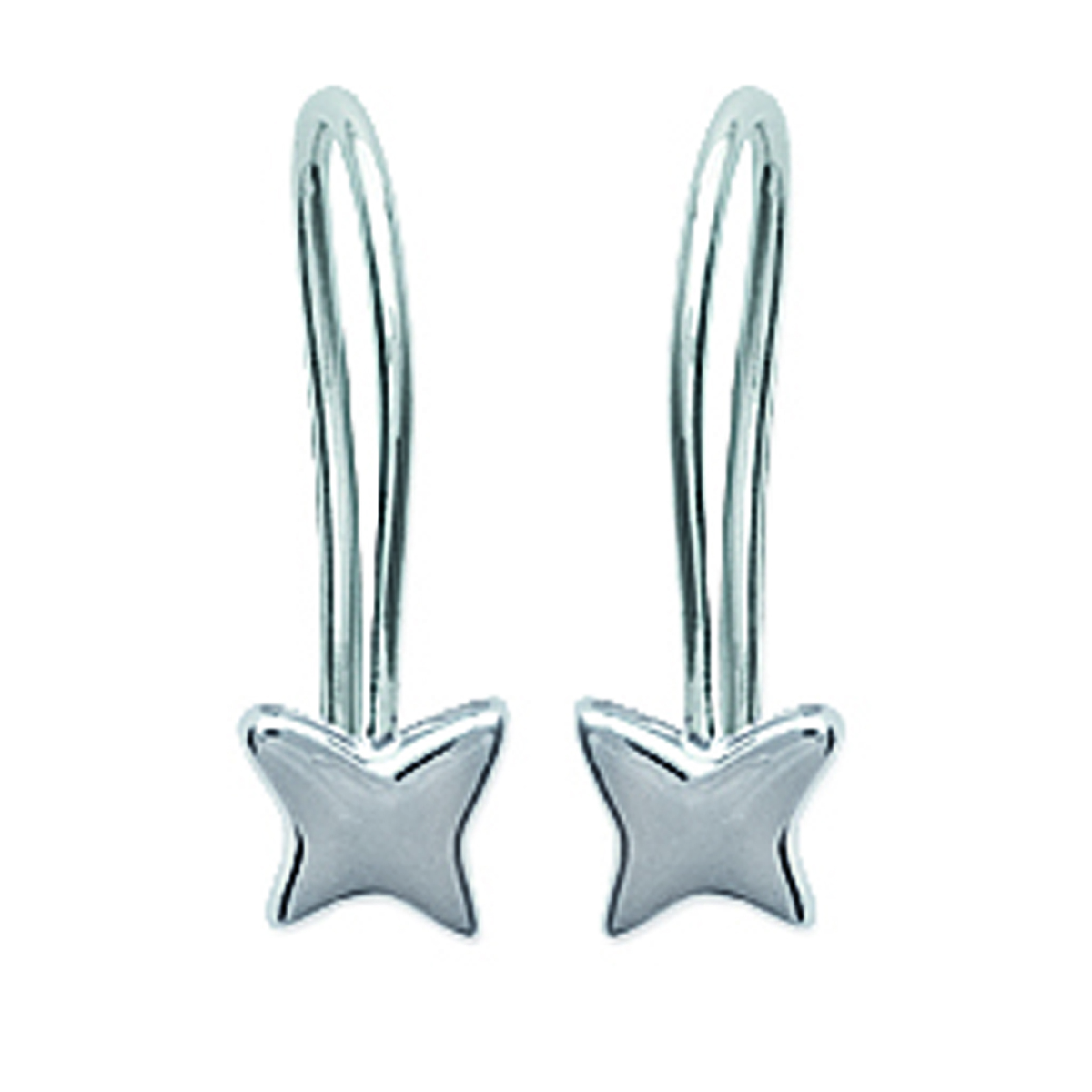 Boucles Argent \'Papillon\' argenté (rhodié) - 5x5 mm - [K3796]