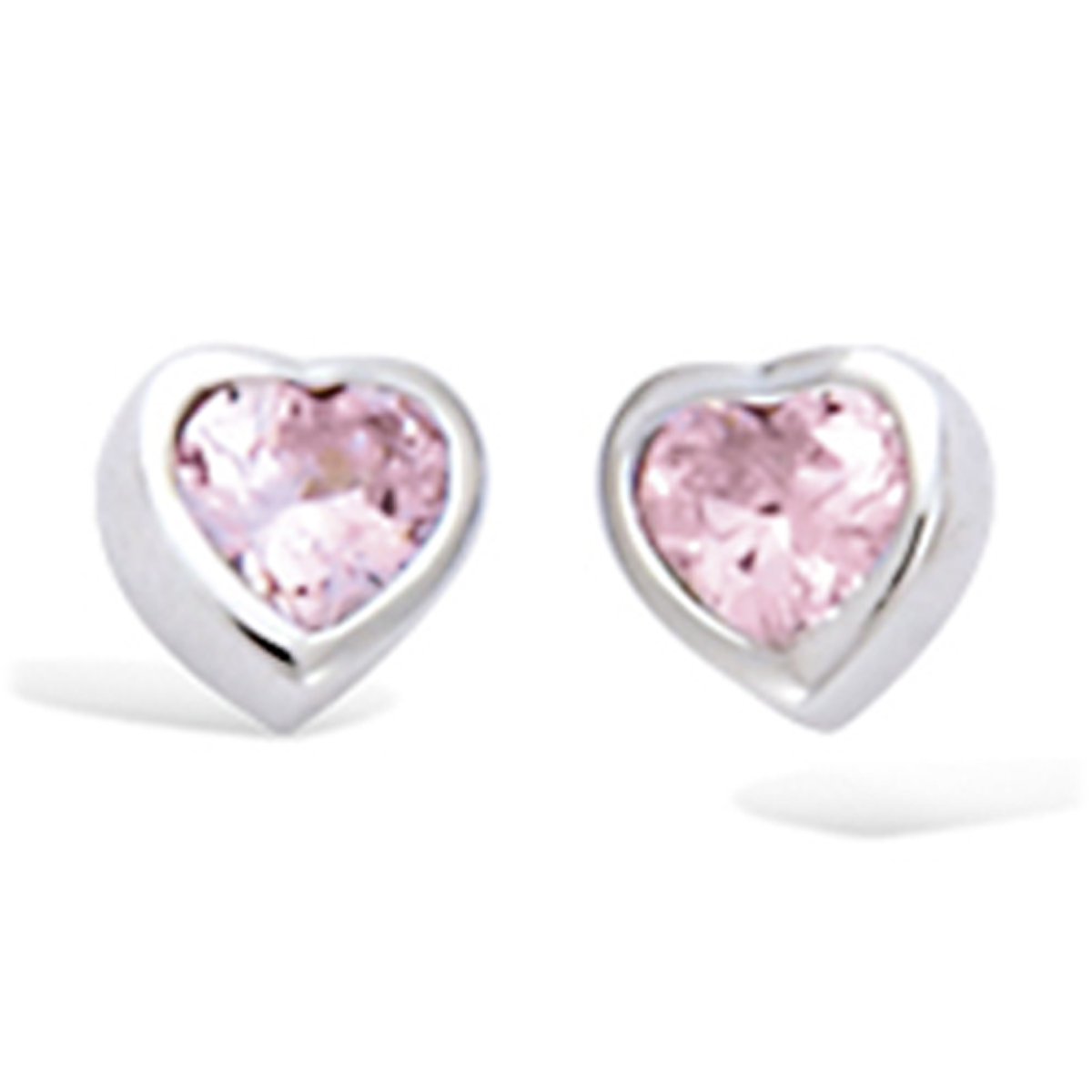 Boucles Argent \'Love\' rose argenté (rhodié) - 5x5 mm - [J9564]
