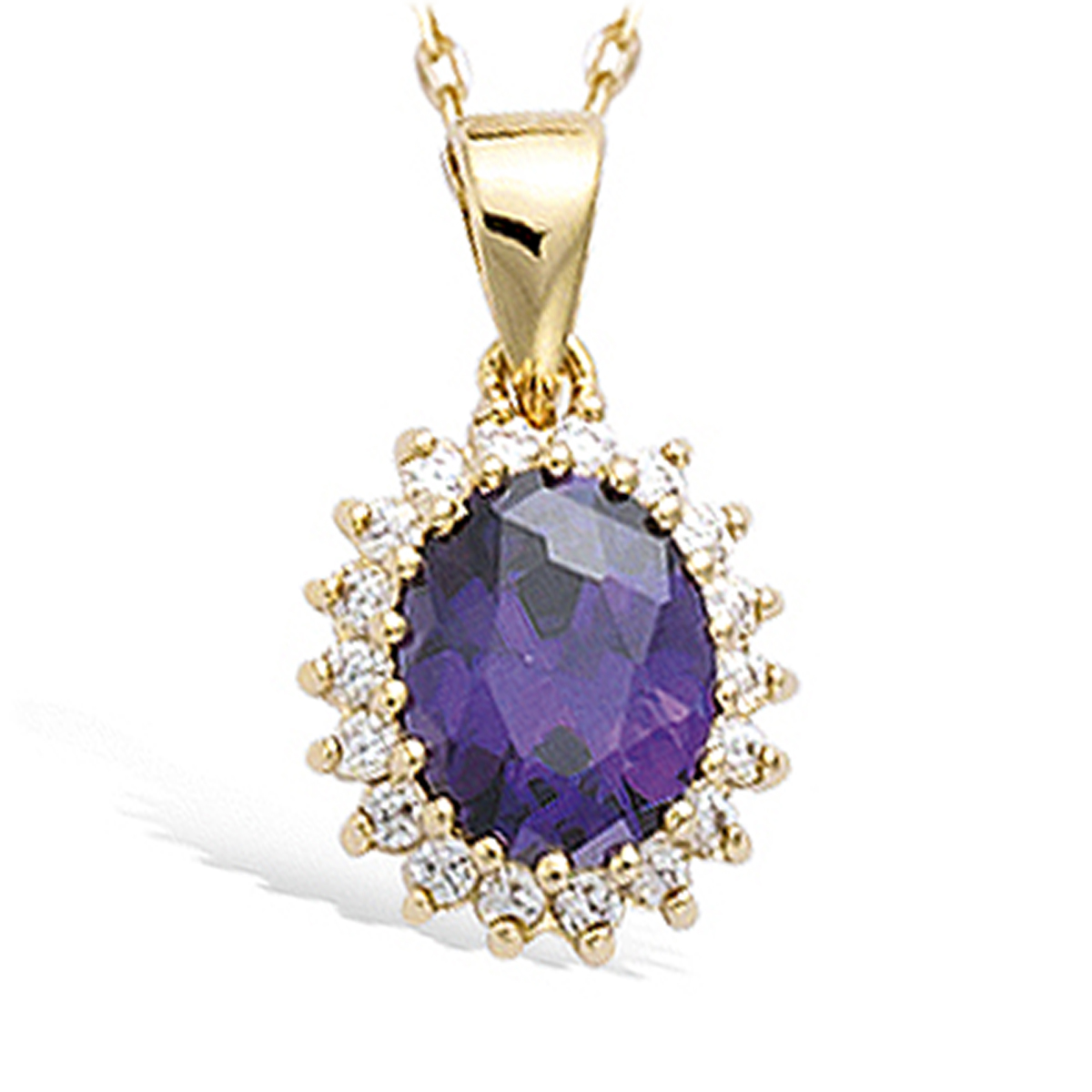 Collier Plaqué-Or \'Sissi\' améthyste doré - 13x10 mm - [Q7616]