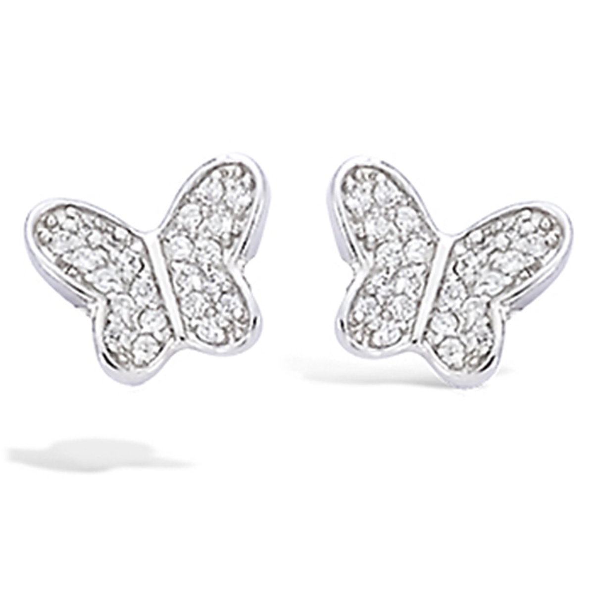 Boucles Argent \'Papillons de Charme\' Blanc argenté (rhodié) - 10x9 mm - [E9201]