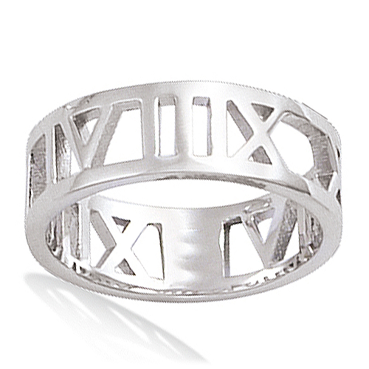 Bague Argent \'Chiffres Romains\' (rhodié) - 6 mm - [N6922]